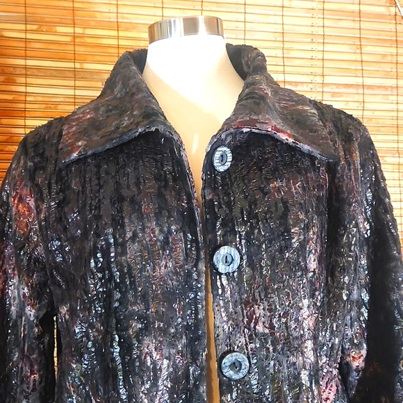 Crinkle Embossed Chenille Car Coat - Picture 3 of 12